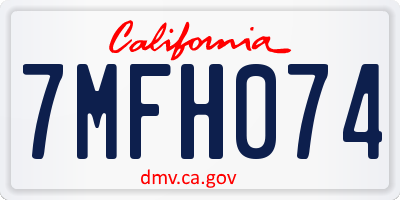 CA license plate 7MFH074