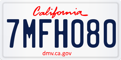 CA license plate 7MFH080