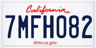 CA license plate 7MFH082