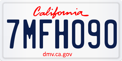 CA license plate 7MFH090