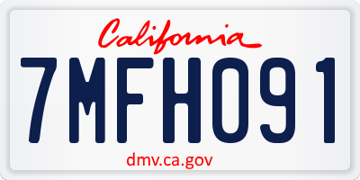 CA license plate 7MFH091