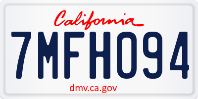 CA license plate 7MFH094