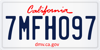 CA license plate 7MFH097