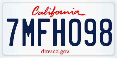 CA license plate 7MFH098