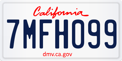 CA license plate 7MFH099