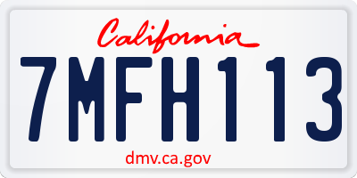 CA license plate 7MFH113