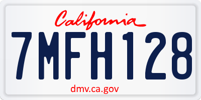 CA license plate 7MFH128