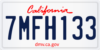 CA license plate 7MFH133