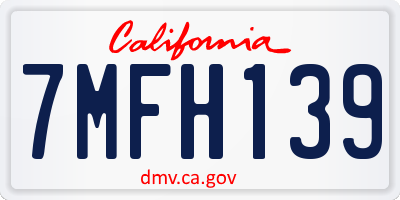 CA license plate 7MFH139