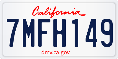 CA license plate 7MFH149