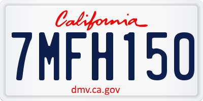 CA license plate 7MFH150