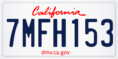 CA license plate 7MFH153