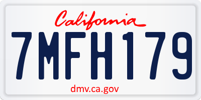 CA license plate 7MFH179