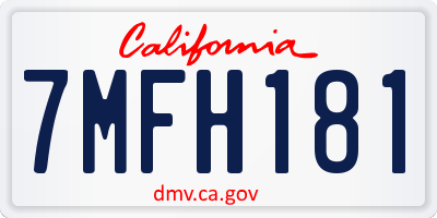 CA license plate 7MFH181