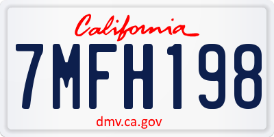 CA license plate 7MFH198