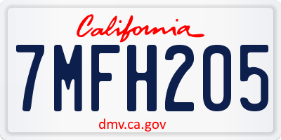 CA license plate 7MFH205