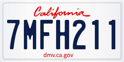 CA license plate 7MFH211
