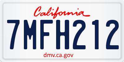 CA license plate 7MFH212