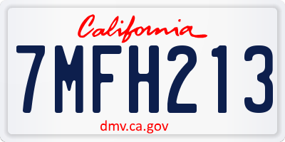 CA license plate 7MFH213