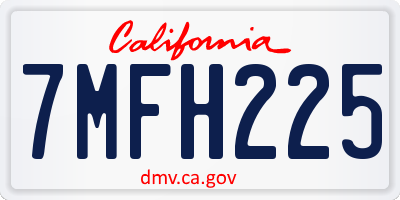 CA license plate 7MFH225
