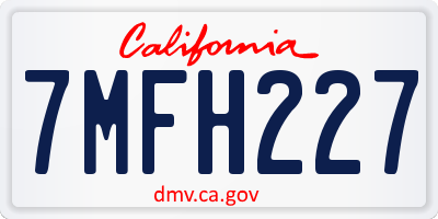 CA license plate 7MFH227