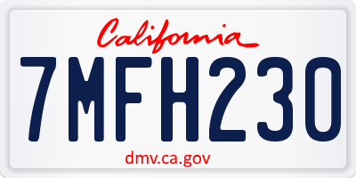 CA license plate 7MFH230