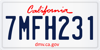 CA license plate 7MFH231