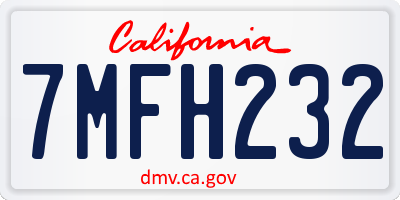 CA license plate 7MFH232