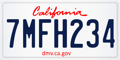 CA license plate 7MFH234