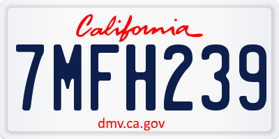 CA license plate 7MFH239