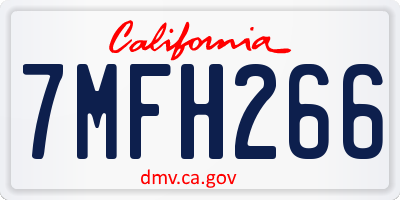 CA license plate 7MFH266