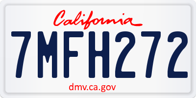 CA license plate 7MFH272