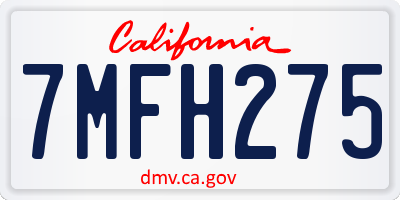 CA license plate 7MFH275