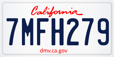 CA license plate 7MFH279