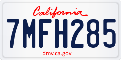 CA license plate 7MFH285