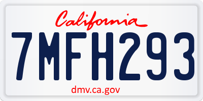 CA license plate 7MFH293