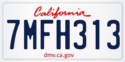 CA license plate 7MFH313