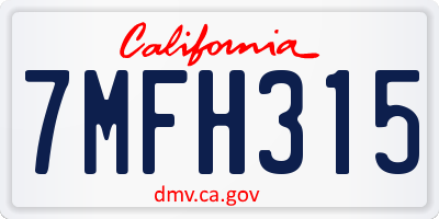 CA license plate 7MFH315