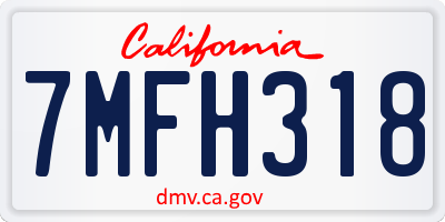 CA license plate 7MFH318