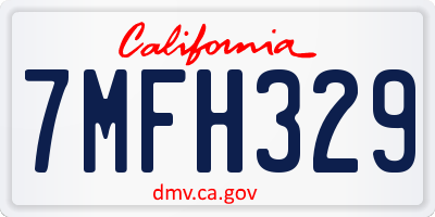 CA license plate 7MFH329