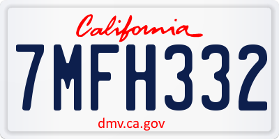CA license plate 7MFH332