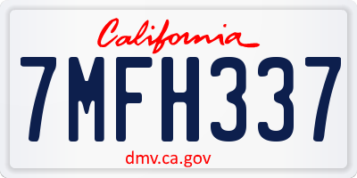 CA license plate 7MFH337