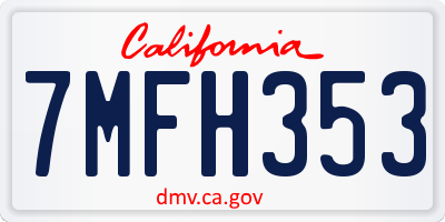 CA license plate 7MFH353