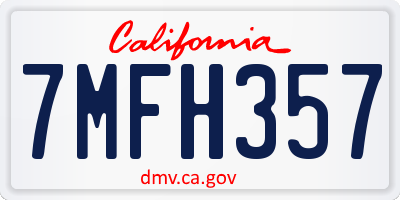 CA license plate 7MFH357
