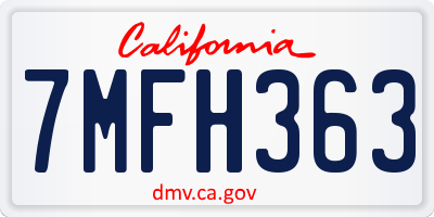 CA license plate 7MFH363
