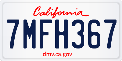 CA license plate 7MFH367