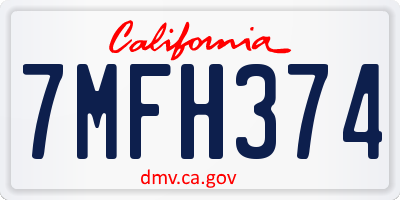 CA license plate 7MFH374