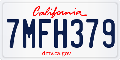 CA license plate 7MFH379