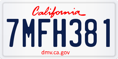CA license plate 7MFH381