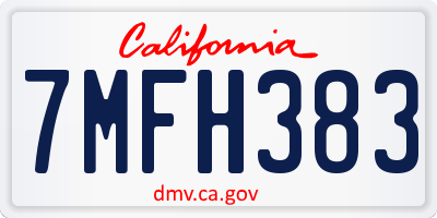 CA license plate 7MFH383